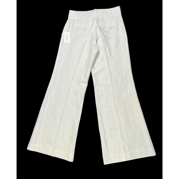 Frame Women’s Linen Cotton Pants Size 6 White Wide Leg High Rise Zipper NWT - Picture 3 of 15
